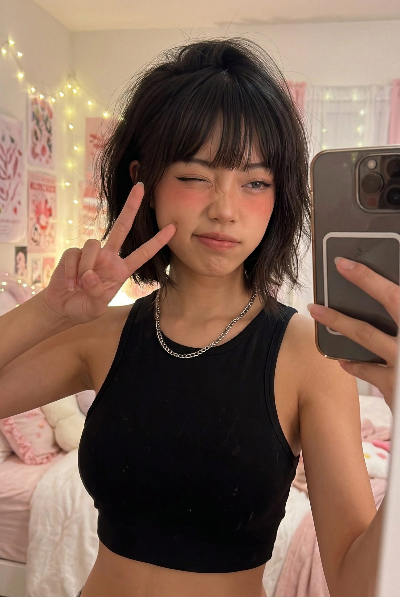 Chloe in her messy bob era. Keeping this one.