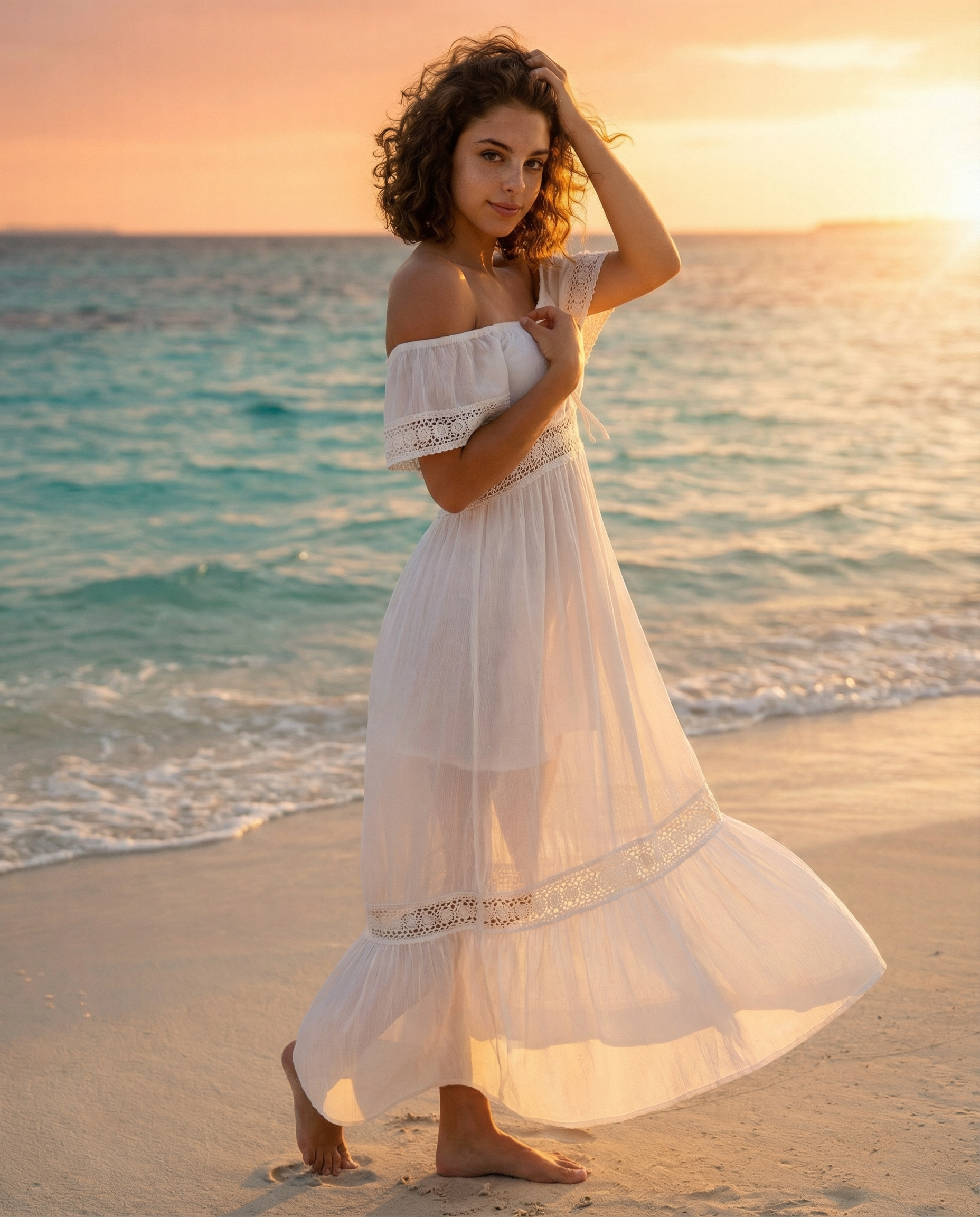 White linen, bare feet, golden hour. This is freedom. 🌅